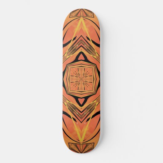Ebony Black and Citrus Orange Tropical Art Design Skateboard (Vorderseite)
