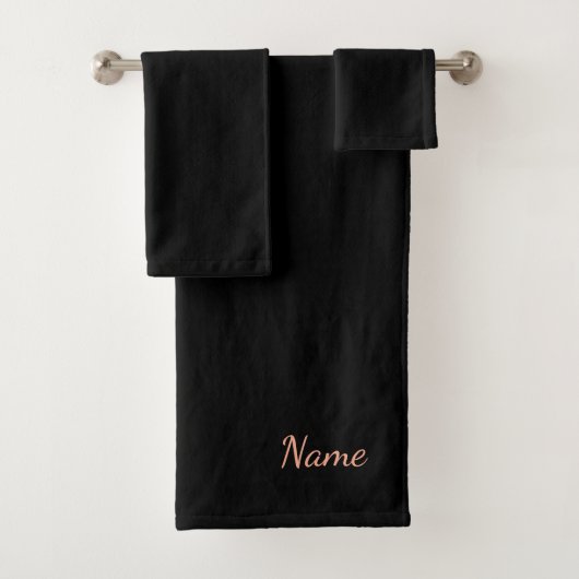 Ebony Black personalisieren Badhandtuch Set (Insitu)
