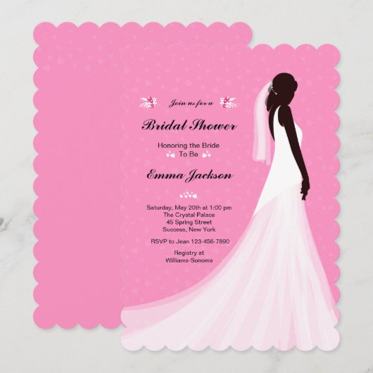 Ebony Bridal Dusche Einladung (Vorne/Hinten)