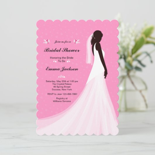 Ebony Bridal Dusche Einladung (Stehend Vorderseite)