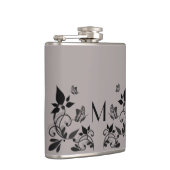 Ebony Butterfly Floral Monogram Flask Flachmann (Rechts)