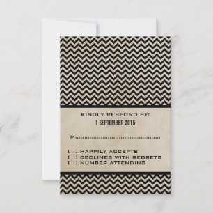 Ebony Chic Chevron Antwortkarte RSVP Karte