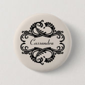 Ebony Chic Damask Button (Vorderseite)