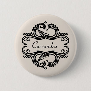Ebony Chic Damask Button