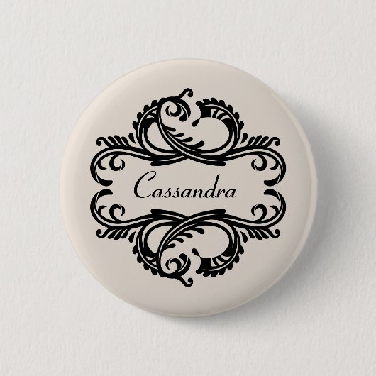 Ebony Chic Damask Button (Vorderseite)