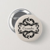 Ebony Chic Damask Knopf Button (Vorne & Hinten)