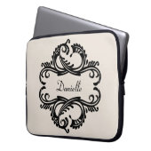 Ebony Chic Damask Laptop Sleeve (Vorderseite Links)