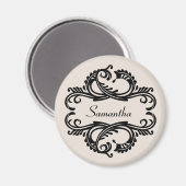 Ebony Chic Damask Magnet (Vorderseite/Rückseite)