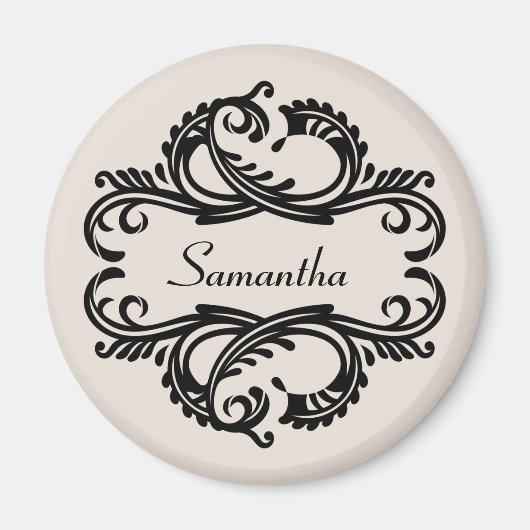 Ebony Chic Damask Magnet (Vorne)