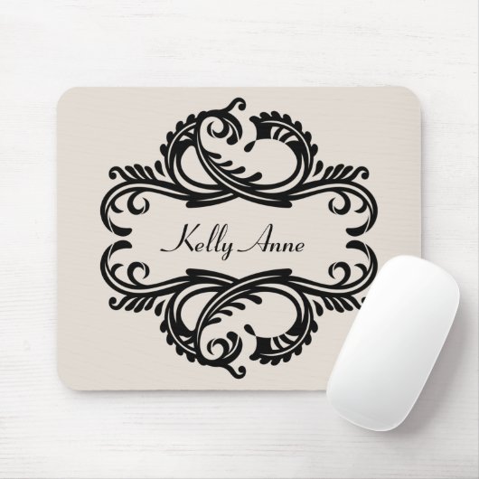 Ebony Chic Damask Mousepad (Mit Mouse)