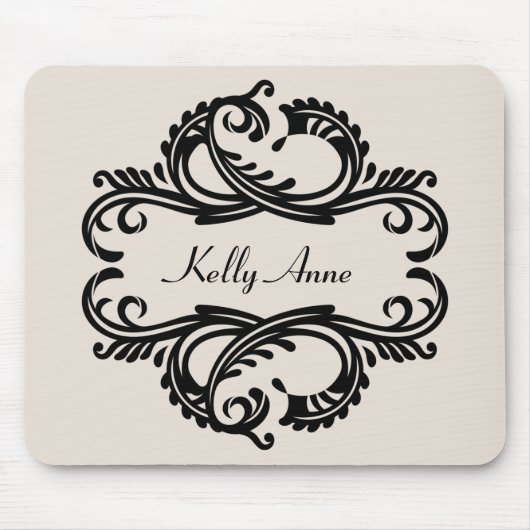 Ebony Chic Damask Mousepad (Vorne)