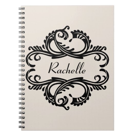 Ebony Chic Damask Notebook Notizblock (Vorderseite)