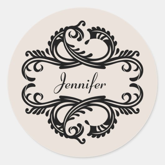 Ebony Chic Damask Stickers (Vorderseite)