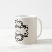 Ebony Chic Damask Tasse (VorderseiteRechts)