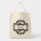 Ebony Chic Damask Tote Bag Tragetasche (Vorne)