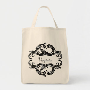 Ebony Chic Damask Tote Bag Tragetasche