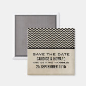 Ebony Chic Zickzack Save the Date Magnet (Vorderseite/Rückseite)