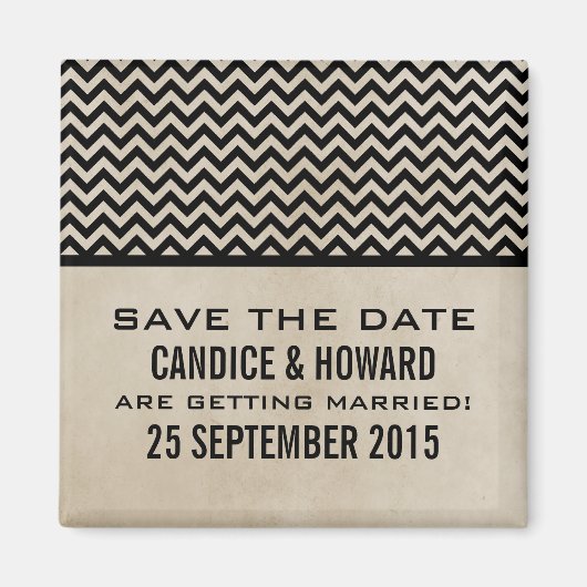 Ebony Chic Zickzack Save the Date Magnet (Vorne)