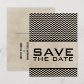 Ebony Chic Zickzack Save the Date Postkarte (Vorne/Hinten)