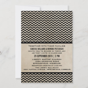 Ebony Chic Zickzack Wedding Einladung