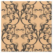 Ebony Coral Parisian Damask Muster Fabric Stoff (Nahaufnahme)