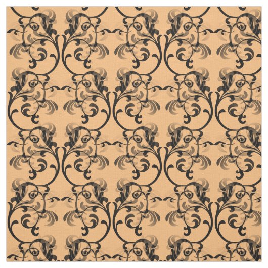 Ebony Coral Parisian Damask Muster Fabric Stoff (Muster)