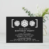Ebony D20 Dice Gamer Geburtstagsparty Einladung (Stehend Vorderseite)