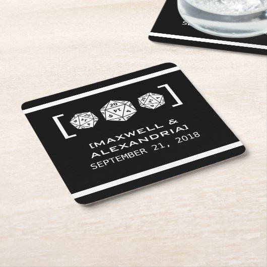 Ebony D20 Dice Gamer Paper-Untersetzer Rechteckiger Pappuntersetzer (angewinkelt)