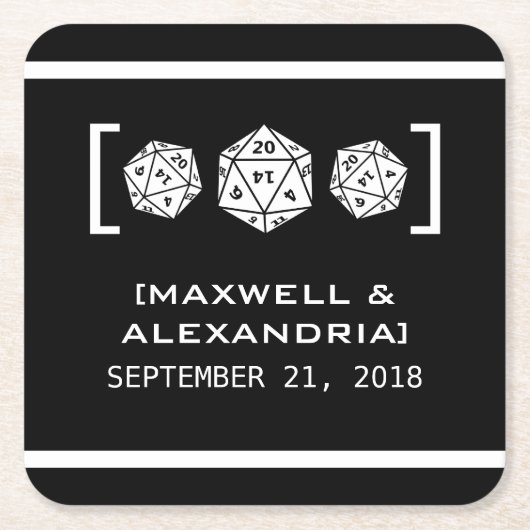 Ebony D20 Dice Gamer Paper-Untersetzer Rechteckiger Pappuntersetzer (Vorderseite)