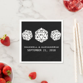 Ebony D20 Dice Gamer Wedding Paper Napkins Serviette