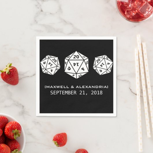 Ebony D20 Dice Gamer Wedding Paper Napkins Serviette (Beispiel)