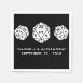 Ebony D20 Dice Gamer Wedding Paper Napkins Serviette (Vorderseite)