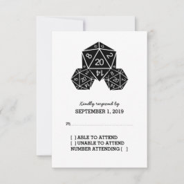 Ebony D20 Dice Response Card RSVP Karte