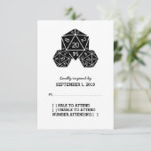 Ebony D20 Dice Response Card RSVP Karte (Stehend Vorderseite)