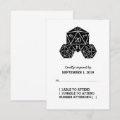 Ebony D20 Dice Response Card RSVP Karte (Vorne/Hinten)