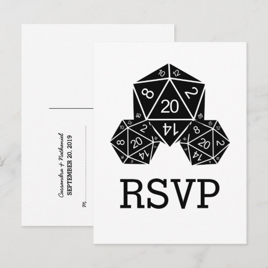 Ebony D20 Dice Response Postkarte (Vorne/Hinten)