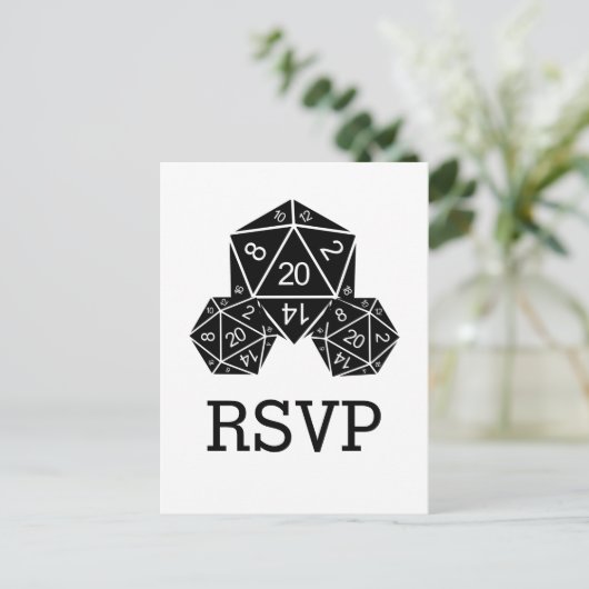 Ebony D20 Dice Response Postkarte (Stehend Vorderseite)
