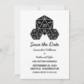 Ebony D20 Dice Save the Date einladen Einladung (Vorderseite)