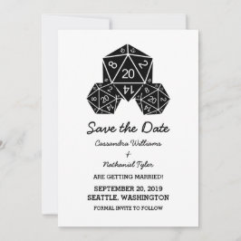 Ebony D20 Dice Save the Date einladen Einladung
