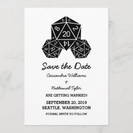Ebony D20 Dice Save the Date einladen Einladung
