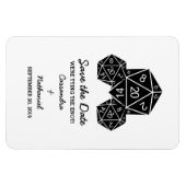 Ebony D20 Dice Save the Date Magnet (Horizontal)