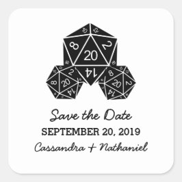 Ebony D20 Dice Save the Date Stickers