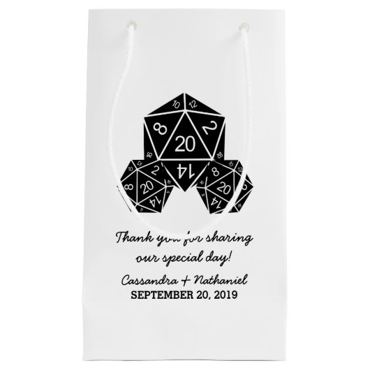 Ebony D20 Dice Wedding Gift Bag Kleine Geschenktüte (Vorderseite)