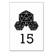 Ebony D20 Dice Wedding Table Card Tischnummer (Rückseite)