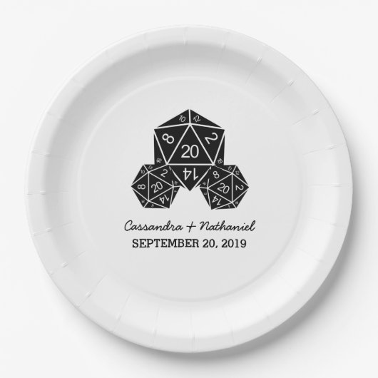 Ebony D20 Würfel Hochzeitspapier-Teller Pappteller (Vorderseite)