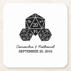 Ebony D20 Würfel Hochzeitspapier-Untersetzer Rechteckiger Pappuntersetzer