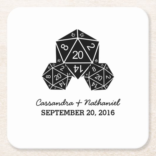 Ebony D20 Würfel Hochzeitspapier-Untersetzer Rechteckiger Pappuntersetzer (Vorderseite)