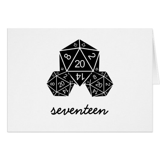 Ebony D20 Würfel Tischnummer Card (Vorderseite (Horizontal))