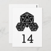 Ebony D20 Würfel Tischnummer Postkarte (Vorne/Hinten)