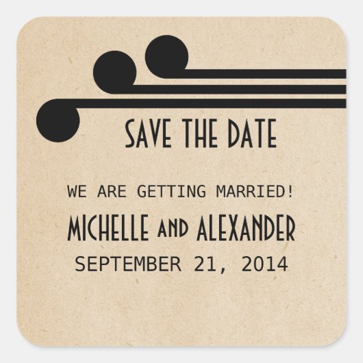 Ebony Deko Chic Save the Date Stickers (Vorderseite)